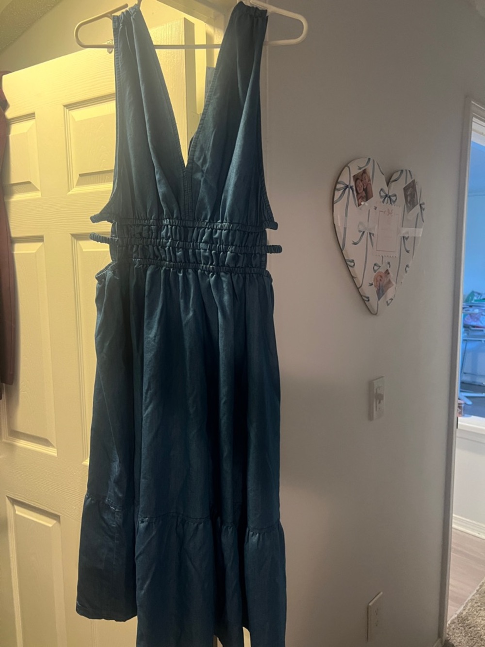 Blue Jean Sleeveless V-Neck Maxi Dress